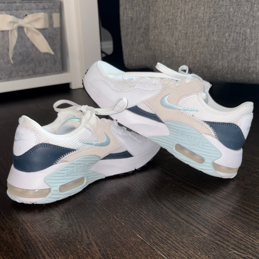 Nike Air Max Excee White and Blue Athletic Shoes